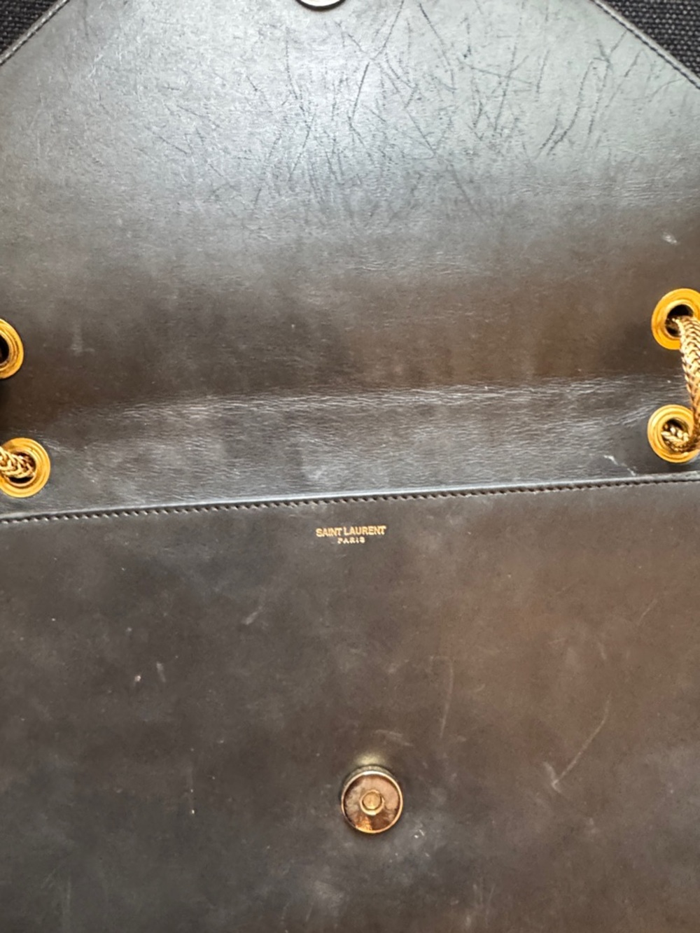 Saint Laurent Studded Black Leather Shoulder Bag with Gold Accents - Picture 2 of 3